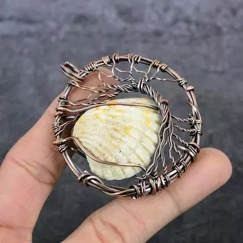 Натуральная морская ракушка, драгоценный камень, медная проволока, подарочная подвеска для ювелирных изделий, 2,60 дюйма, s1l33