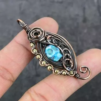 Натуральная мозаика, драгоценный камень, яшма, медная проволока, подарочная ювелирная подвеска, 2,56 дюйма, i1C34