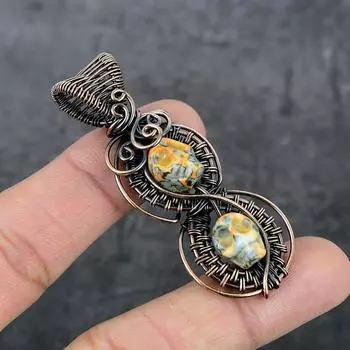 Натуральная мозаика, драгоценный камень, яшма, медная проволока, подарочная ювелирная подвеска, 2,56 дюйма, A4S23