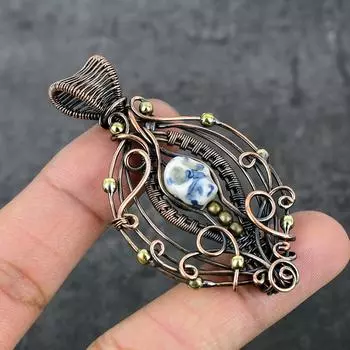 Натуральная мозаика, драгоценный камень, яшма, медная проволока, подарочная ювелирная подвеска, 2,64 дюйма, d8S22