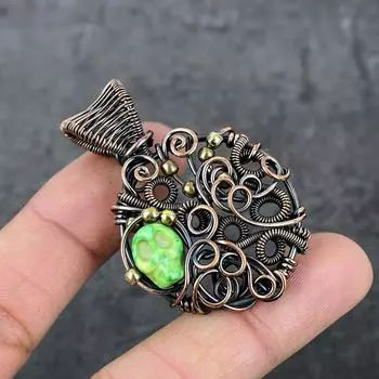 Натуральная мозаика из яшмы, драгоценный камень, медная проволока, подарочная ювелирная подвеска 2,17 дюйма a3P52