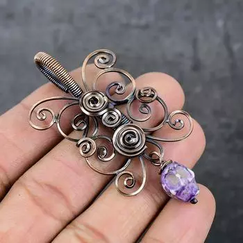 Натуральная мозаика из яшмы, драгоценный камень, медная проволока, подарочная ювелирная подвеска 2,68 дюйма, l0h51