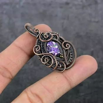 Натуральная мозаика из яшмы, драгоценный камень, медная проволока, подарочная ювелирная подвеска, 1,97 дюйма, n1e83