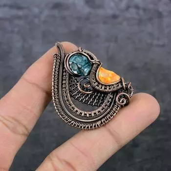 Натуральная мозаика из яшмы, драгоценный камень, медная проволока, подарочная ювелирная подвеска, 1,97 дюйма, o1g03