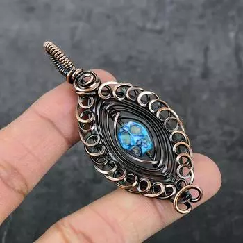 Натуральная мозаика из яшмы, драгоценный камень, медная проволока, подарочная ювелирная подвеска 2,96 дюйма, J0f51