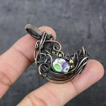 Натуральная мозаика из яшмы, драгоценный камень, медная проволока, подарочная ювелирная подвеска 2,01 дюйма b4S81