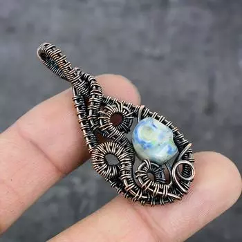 Натуральная мозаика из яшмы, драгоценный камень, медная проволока, подарочная ювелирная подвеска 2,56 дюйма, p8j62