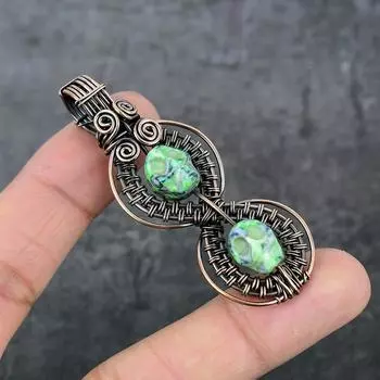 Натуральная мозаика из яшмы, драгоценный камень, медная проволока, подарочная ювелирная подвеска 2,68 дюйма, Q4n51