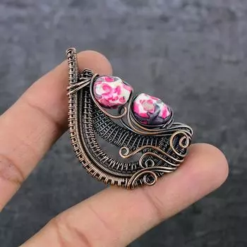 Натуральная мозаика из яшмы, драгоценный камень, медная проволока, подарочная ювелирная подвеска 2,25 дюйма, y0B66