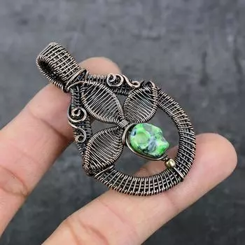 Натуральная мозаика из яшмы, драгоценный камень, медная проволока, подарочная ювелирная подвеска 2,40 дюйма, w9S79