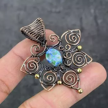 Натуральная мозаика из яшмы, драгоценный камень, медная проволока, подарочная ювелирная подвеска 2,25 дюйма, T8a16