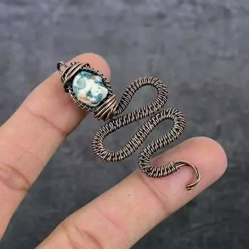 Натуральная мозаика из яшмы, драгоценный камень, медная проволока, подарочная ювелирная подвеска 2,64 дюйма, f5z25