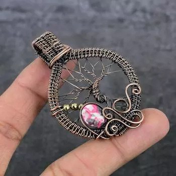 Натуральная мозаика из яшмы, драгоценный камень, медная проволока, подарочная ювелирная подвеска 2,56 дюйма, r2L00