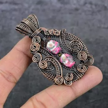 Натуральная мозаика из яшмы, драгоценный камень, медная проволока, подарочная ювелирная подвеска, 2,60 дюйма, n9M72