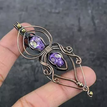 Натуральная мозаика из яшмы, драгоценный камень, медная проволока, подарочная ювелирная подвеска 3,19 дюйма, Q9r60