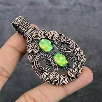 Натуральная мозаика из яшмы, драгоценный камень, медная проволока, подарочная ювелирная подвеска 2,84 дюйма, Y8O94