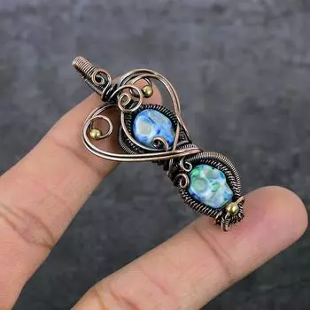 Натуральная мозаика из яшмы, драгоценный камень, медная проволока, подарочная ювелирная подвеска, 2,44 дюйма, V6k29