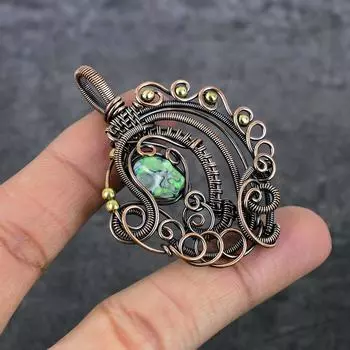 Натуральная мозаика из яшмы, драгоценный камень, медная проволока, подарочная ювелирная подвеска 2,56 дюйма, q1o85