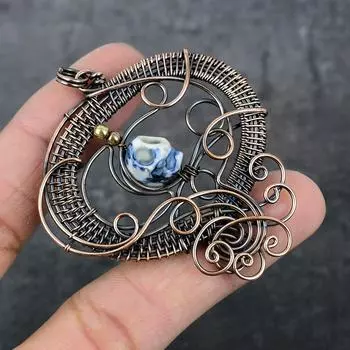 Натуральная мозаика из яшмы, драгоценный камень, медная проволока, подарочная ювелирная подвеска 2,56 дюйма t1f15