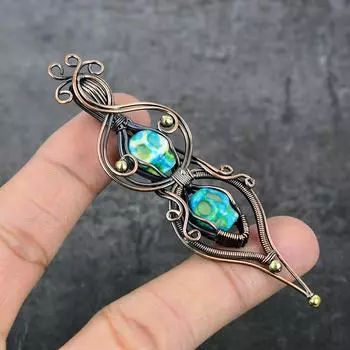 Натуральная мозаика из яшмы, драгоценный камень, медная проволока, подарочная ювелирная подвеска 3,55 дюйма Z3q43