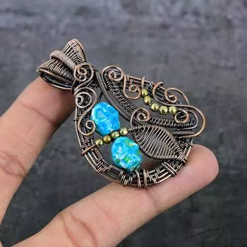 Натуральная мозаика из яшмы, драгоценный камень, медная проволока, подарочная ювелирная подвеска 2,56 дюйма, i6S09