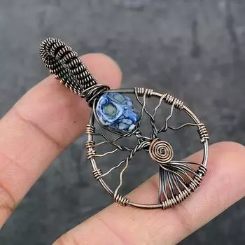 Натуральная мозаика Яшма, драгоценный камень, медная проволока, подарочная ювелирная подвеска 2,36 дюйма, z5K10