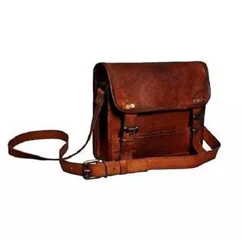 Натуральная мужская и женская винтажная коричневая кожаная сумка-портфель Сумка через плечо 13 x 10 x 3 коричневый