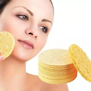 Натуральная очищающая губка для снятия макияжа с лица, сжатая губка для салонов красоты, спа, специальная прессованная древесная целлюлоза, хлопок 10pcs