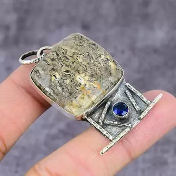 Натуральная окаменелость черепахи, топаз, драгоценный камень, кулон из стерлингового серебра 925 пробы, 2,22 дюйма, m3K02