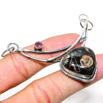 Натуральная окаменелость Turritella, аметистовый камень, кулон из стерлингового серебра 925 пробы 2,56 дюйма Q2e43