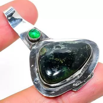Натуральная яшма Камбаба, цаворит, драгоценный камень, стерлинговое серебро 925 пробы, 2,01 дюйма, W1f57