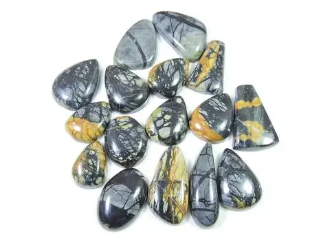 Натуральная яшма Пикассо, 16 шт., грушевидный кабошон, россыпью, драгоценные камни 16-29 мм, 178 карат. РQ-861