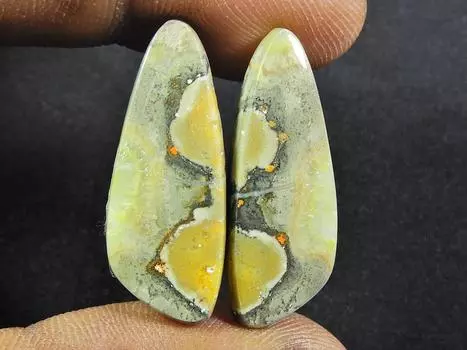 Натуральная яшма «Шмель», пара, фантазийный кабошон, драгоценный камень 10X29X03 мм SK-79