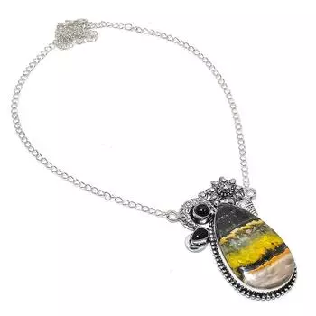 Натуральная яшма шмеля, оникс, 925 пробы, серебряное ювелирное ожерелье 18 дюймов b7j23