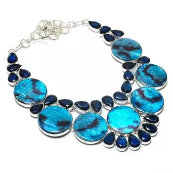 Натуральная ракушка, топаз драгоценный камень 925 стерлингового серебра ювелирные изделия ожерелье 18 n3H11