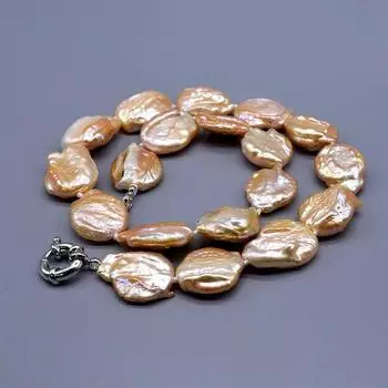 Натуральная розовая пресноводная жемчужина в стиле барокко, простая большая листовая форма, женское ожерелье ручной работы, свадебные украшения, украшения 42cm