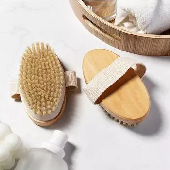 Натуральная щетка для тела из свиной щетины, деревянная щетка для массажа тела, щетка для душа, массажер Hemu brush