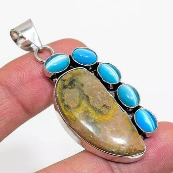 Натуральная шмельная яшма, подвеска Monalisa из стерлингового серебра 925 пробы 2,36 дюйма d4r83