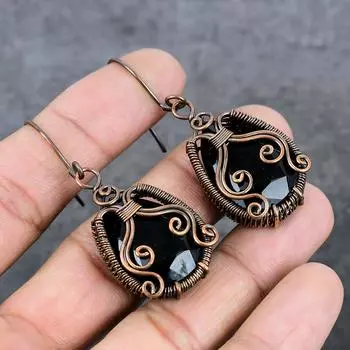 Натуральная шпинель, драгоценный камень, медная проволока, подарочная ювелирная серьга 2,29 дюйма, V8l34