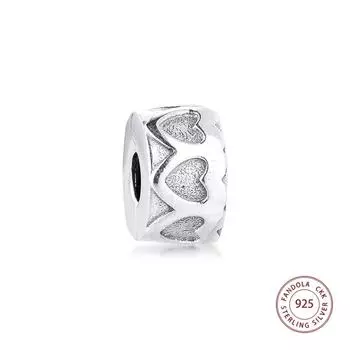 Натуральная стерлингового серебра 925 пробы, клипсы с сердечками, подвески, бусины для изготовления ювелирных изделий, подходят для оригинальных браслетов, подарок «сделай сам»