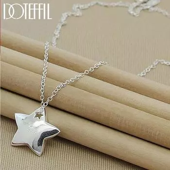 Натуральная стерлингового серебра 925 пробы, ожерелье со звездой, 18 дюймов, цепочка, модное ювелирное ожерелье для женщин, распродажа