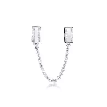 Натуральная стерлингового серебра 925 пробы, прозрачный циркон, знаки отличия, клипса, безопасная цепочка, подвески, бусины для изготовления ювелирных изделий, подходят для оригинального браслета