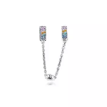 Натуральная стерлингового серебра 925 пробы, разноцветные дуги любви, защитная цепочка, бусины для изготовления ювелирных изделий, подходит для оригинального браслета