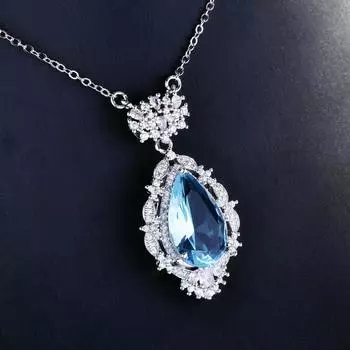 Натуральная стерлингового серебра 925 пробы, сапфировый кулон для женщин, модное 45 см сапфировое ожерелье, ювелирные изделия, женские подвески Naszyjnik синий