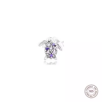 Натуральная стерлингового серебра 925 пробы, серьги «Моя морская черепаха», одиночные серьги-гвоздики для женщин, серьги с кристаллами, модные украшения, Pendientes