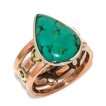 Натуральная тибетская бирюза двухцветное ювелирное кольцо из стерлингового серебра 925 пробы размер 10 f4d79