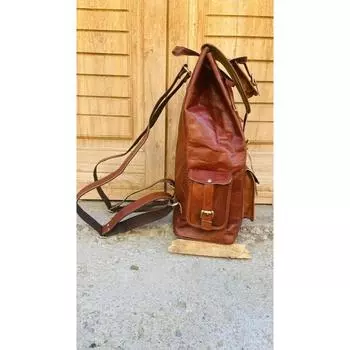 Натуральная винтажная мужская кожаная сумка через плечо из козла 16 x 8 x 8 in коричневый