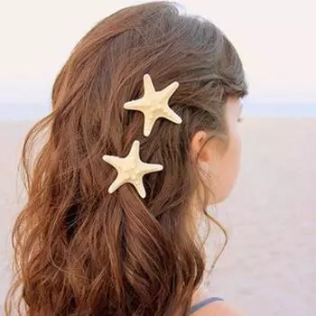 Натуральная заколка для волос в виде морской звезды Аксессуары для волос для пляжного отдыха Головной убор для девочек Заколка для волос в виде русалки Пляжная свадьба Натуральная заколка для волос в виде морской звезды