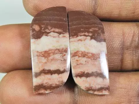 Натуральная зебровая яшма, пара сережек-кабошонов в форме груши, драгоценный камень 12X29 мм ET-05