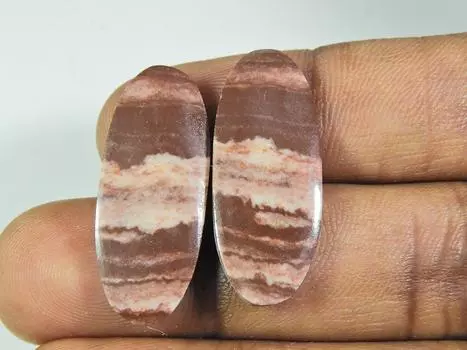 Натуральная зебровая яшма, пара сережек с овальными кабошонами, драгоценный камень 11X29 мм ET-04